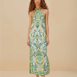 Off-White Tropical Tapestry Euroflax™ Premium Linen Maxi Dress